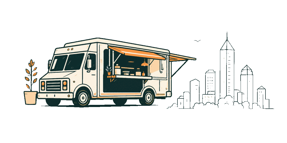 Illustration of a local food truck with the Perth skyline